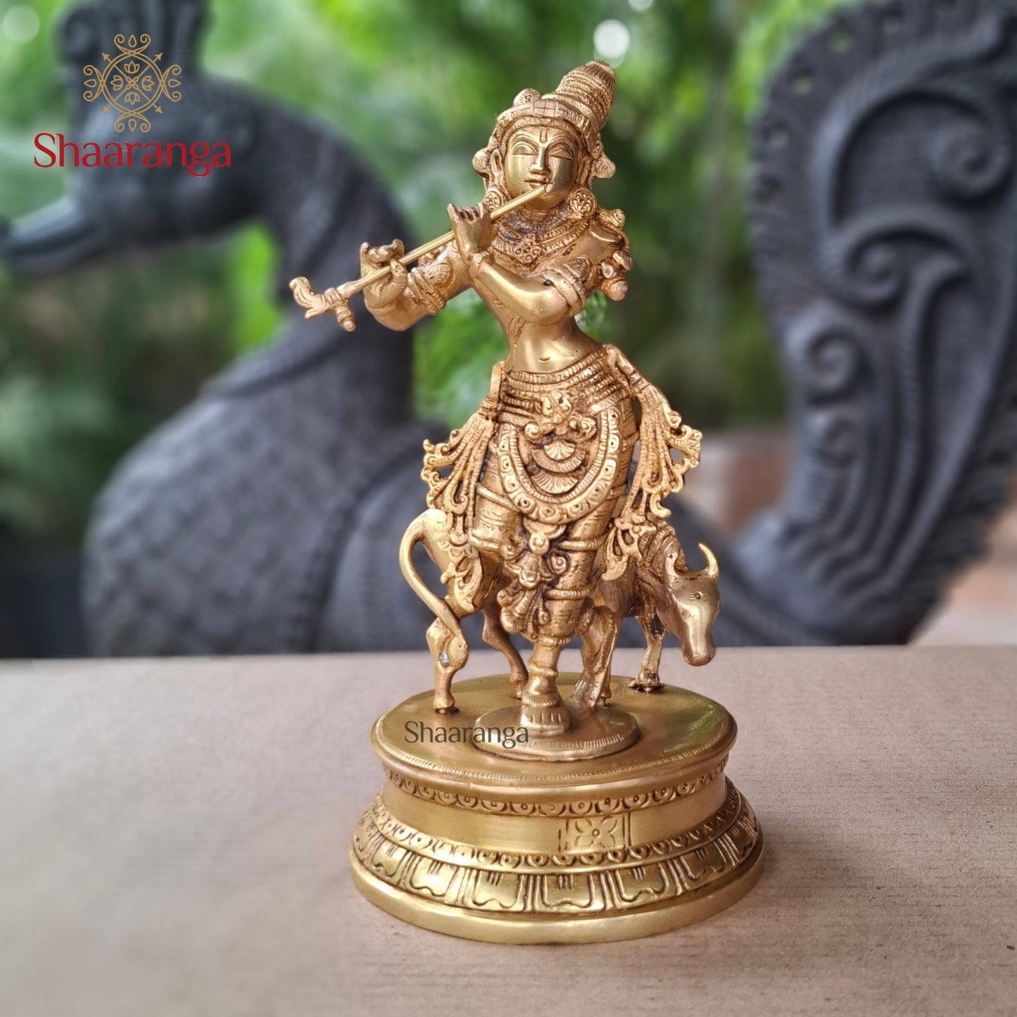 10 Inches Brass Cow Krishna