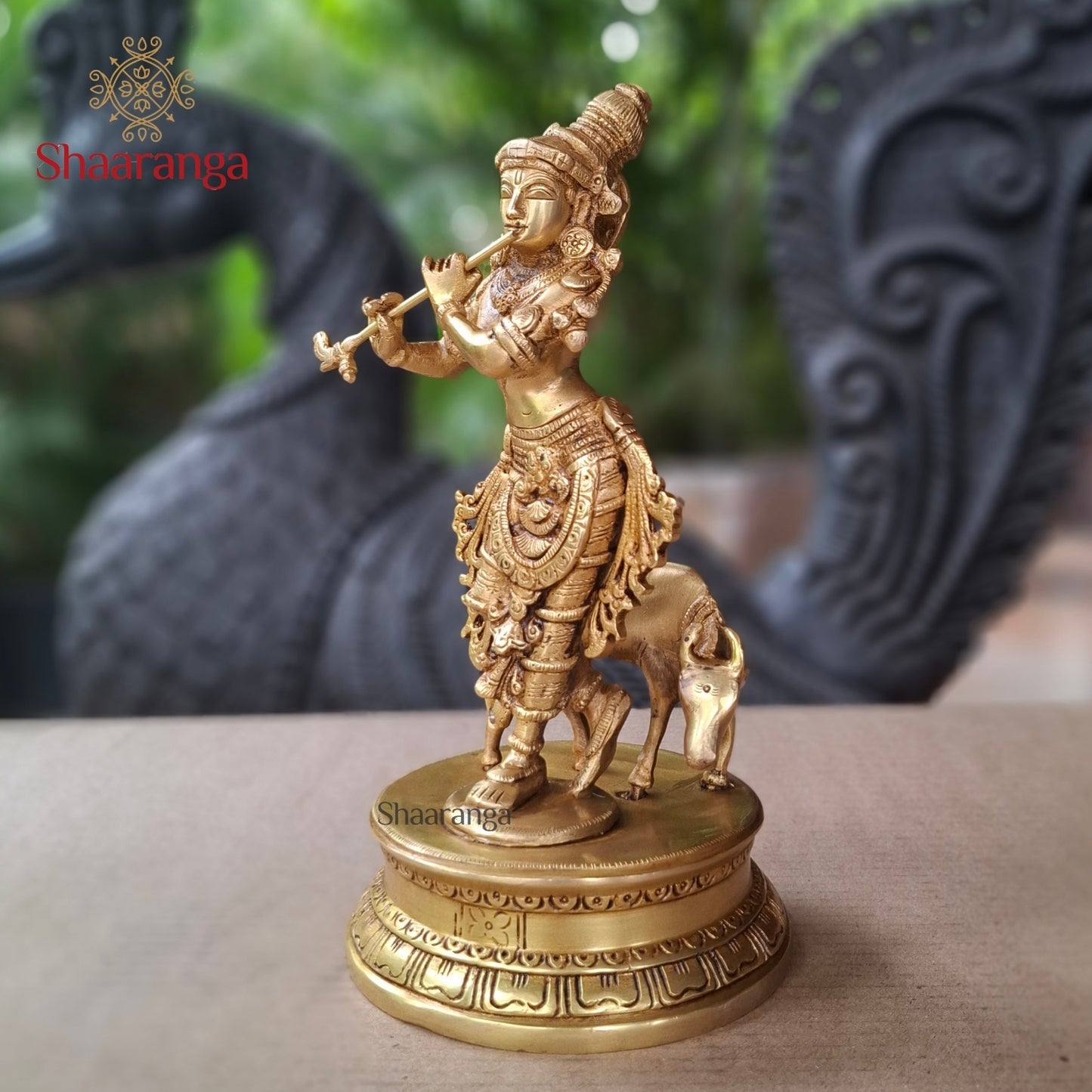 10 Inches Brass Cow Krishna
