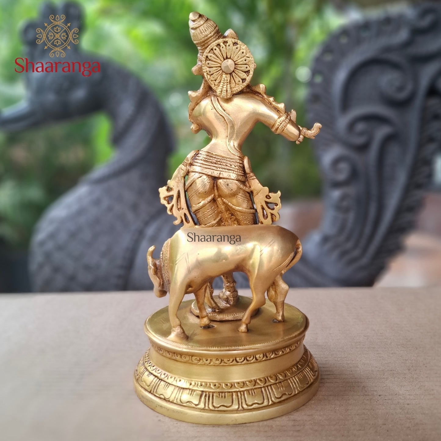 10 Inches Brass Cow Krishna