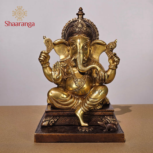 11 Inches Brass Pooja Ganesha