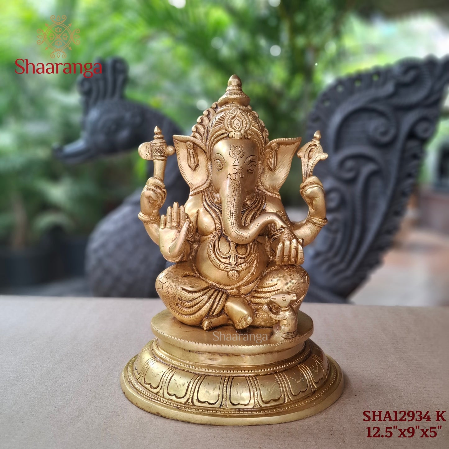 12.5 Inches Brass  Ganesha  Round Base