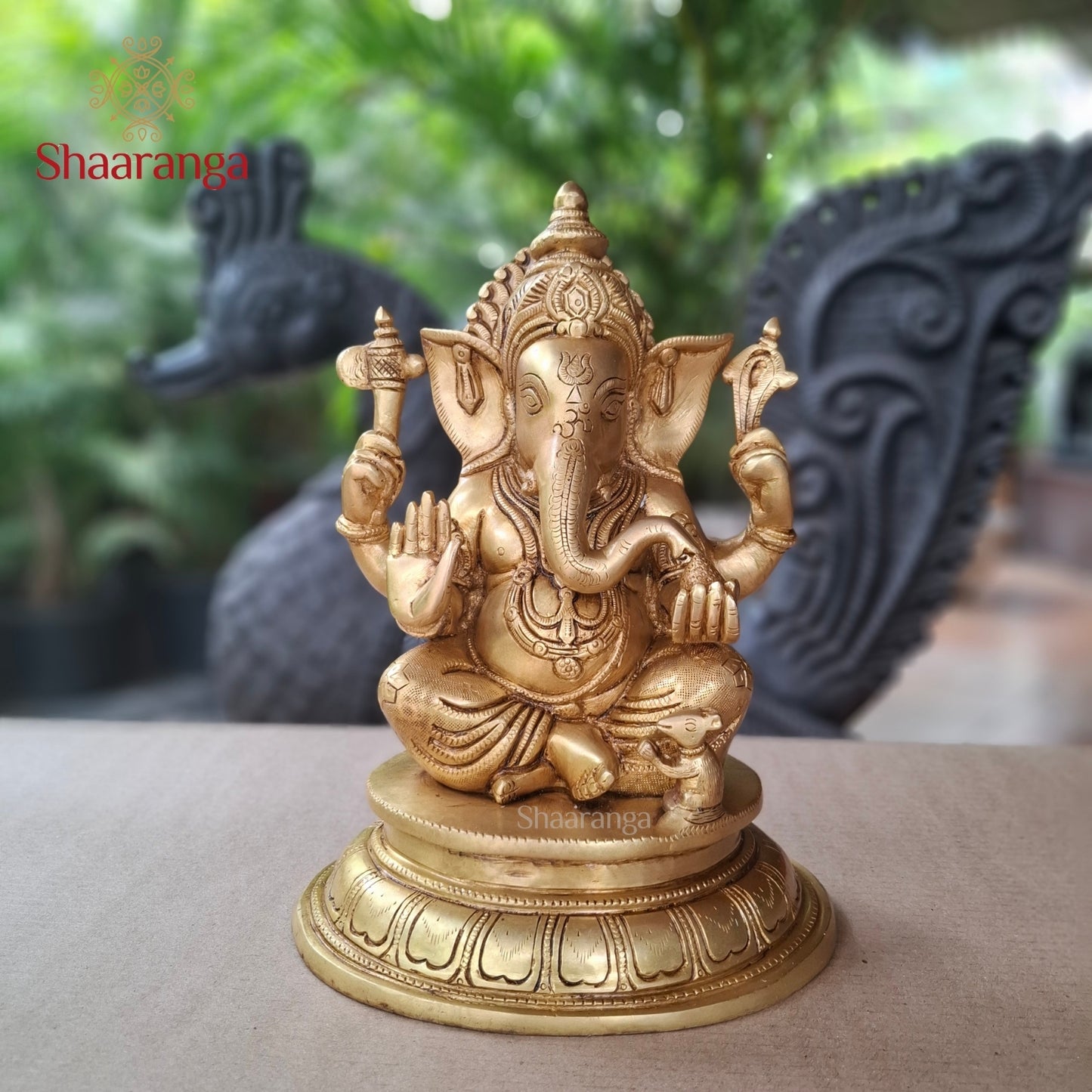 12.5 Inches Brass  Ganesha  Round Base