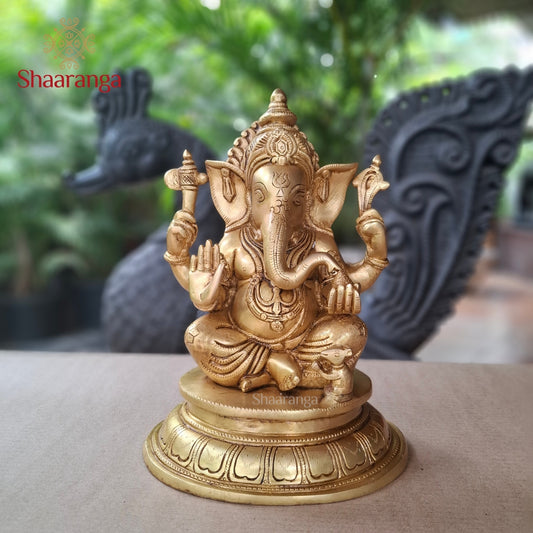 12.5 Inches Brass  Ganesha  Round Base