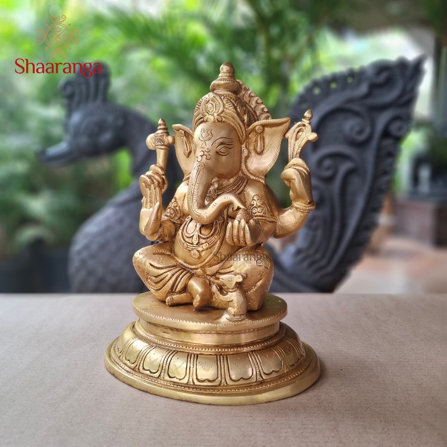 12.5 Inches Brass  Ganesha  Round Base