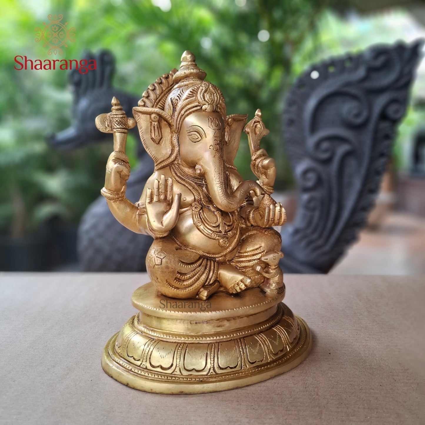 12.5 Inches Brass  Ganesha  Round Base