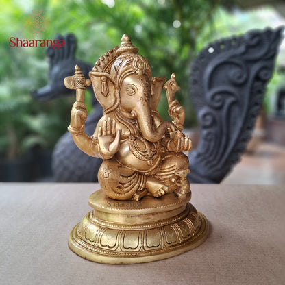 12.5 Inches Brass  Ganesha  Round Base