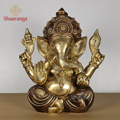 15.5 Inches Brass Ganesha