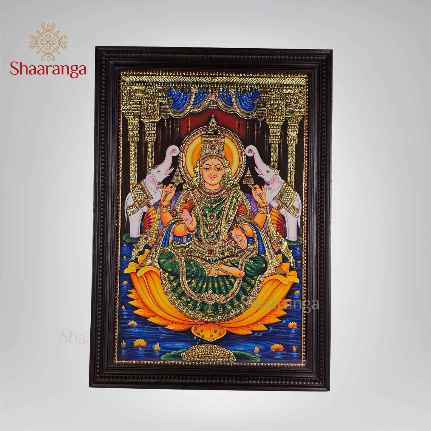 40x28  Inches  Lakshmi Devi Tanjore Painting with 22K Gold Work.
