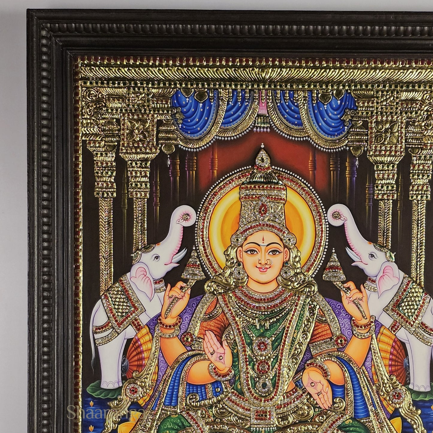 40x28  Inches  Lakshmi Devi Tanjore Painting with 22K Gold Work.