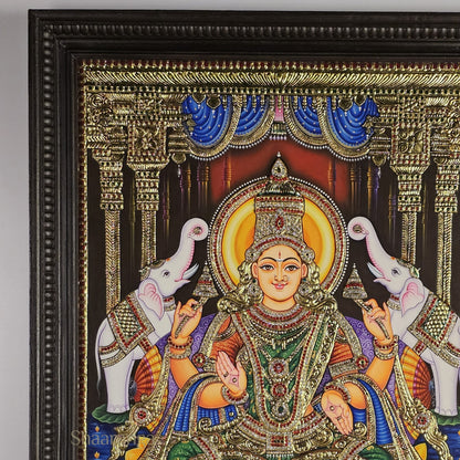 40x28  Inches  Lakshmi Devi Tanjore Painting with 22K Gold Work.
