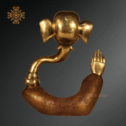 17 Inches Brass Modern Ganesha Sitting Idol with Two Tone finish.