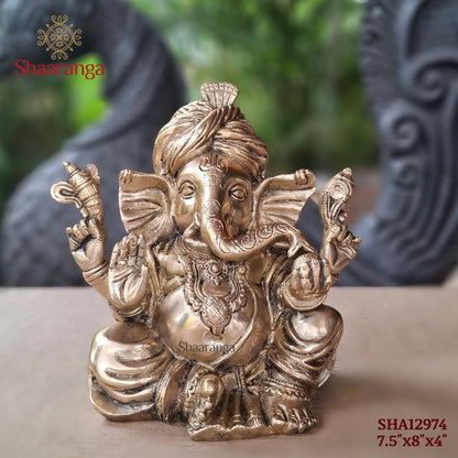 7.5 Inches Brass Pagadi Ganesha