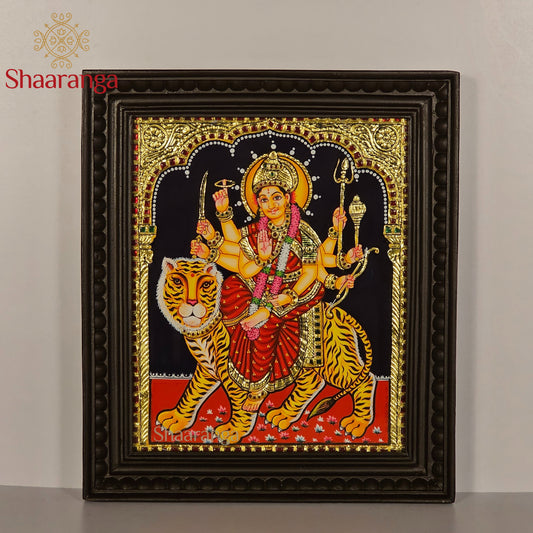 14x12 Inches  Durga Devi Tanjore Painting with 22K Gold work