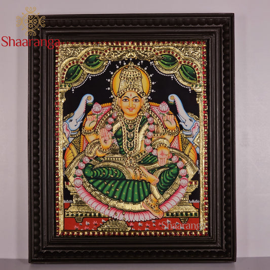 18x15  Inches Lakshmi Devi Tanjore Painting with 22K Gold Work