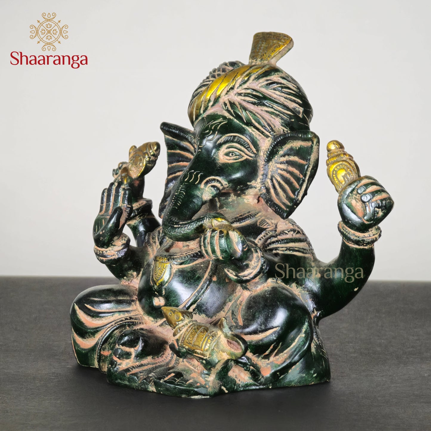 7 Inches Ganesha Sitting Brass Idol