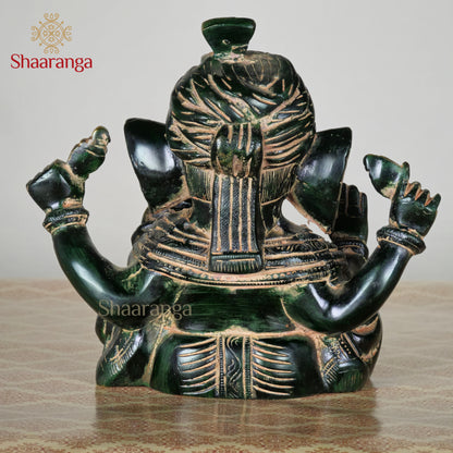 7 Inches Ganesha Sitting Brass Idol