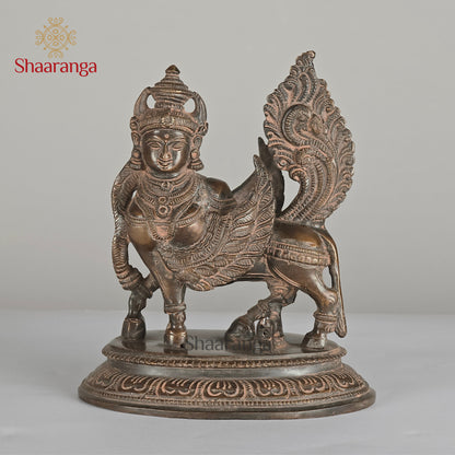 7 Inches Brass Kamadenu - Divine Wish-Fulfilling Cow Idol