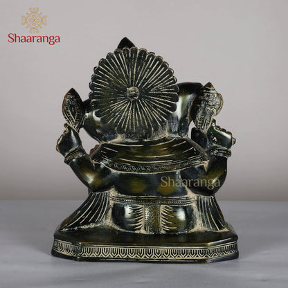 8 Inches Brass Ganesha Statue - Premium Handcrafted Murti