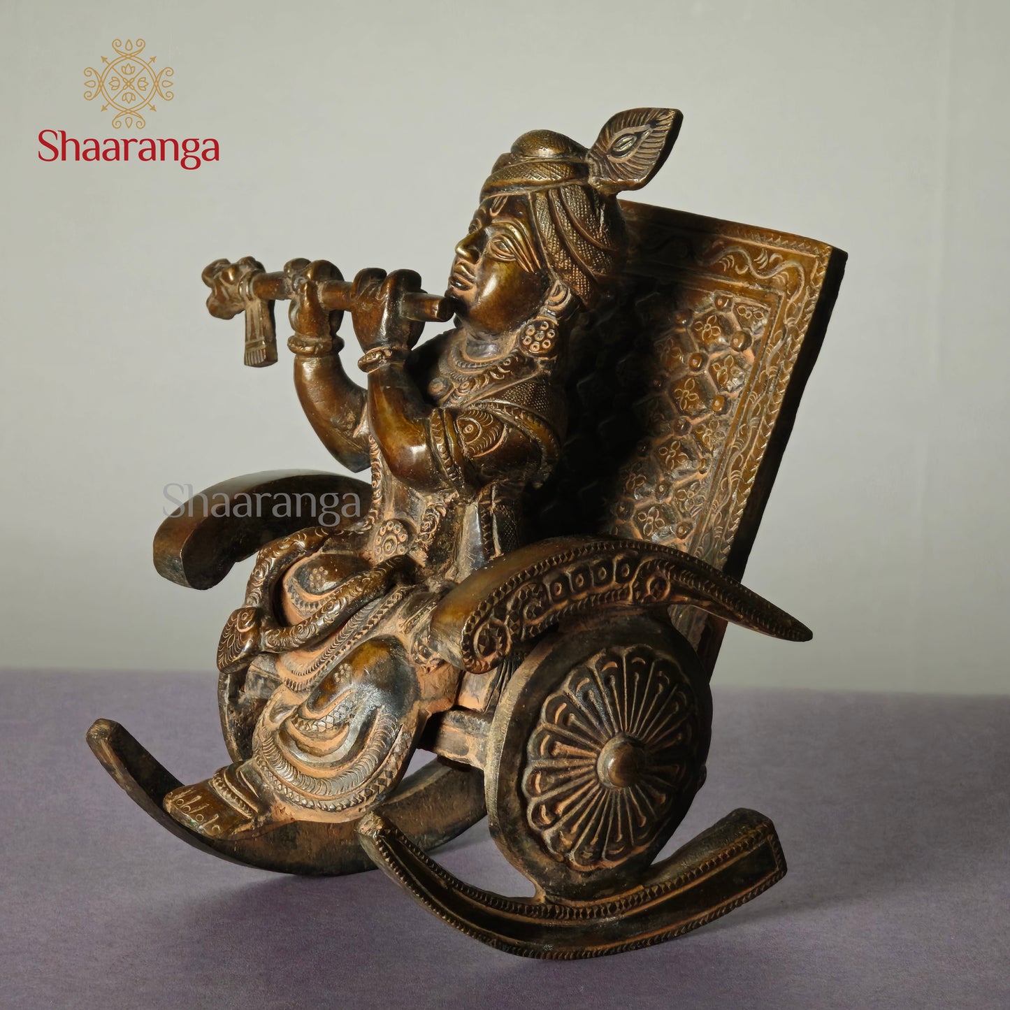 7 Inches Brass Krishna On Rocking Chair