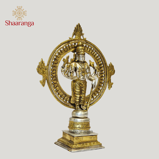 17 Inches Brass Vishnu Standing with Arch
