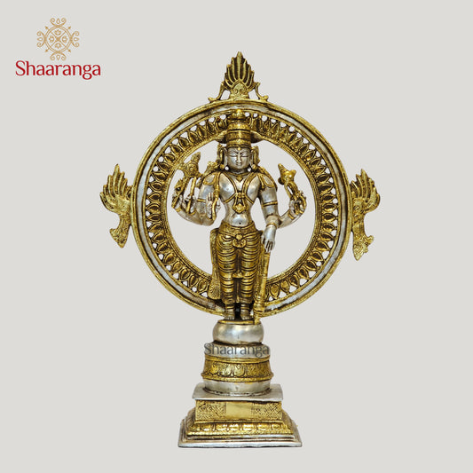 17 Inches Brass Vishnu Standing with Arch
