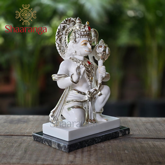 13 Inches Culture Marble Abhaya Hasta Hanuman