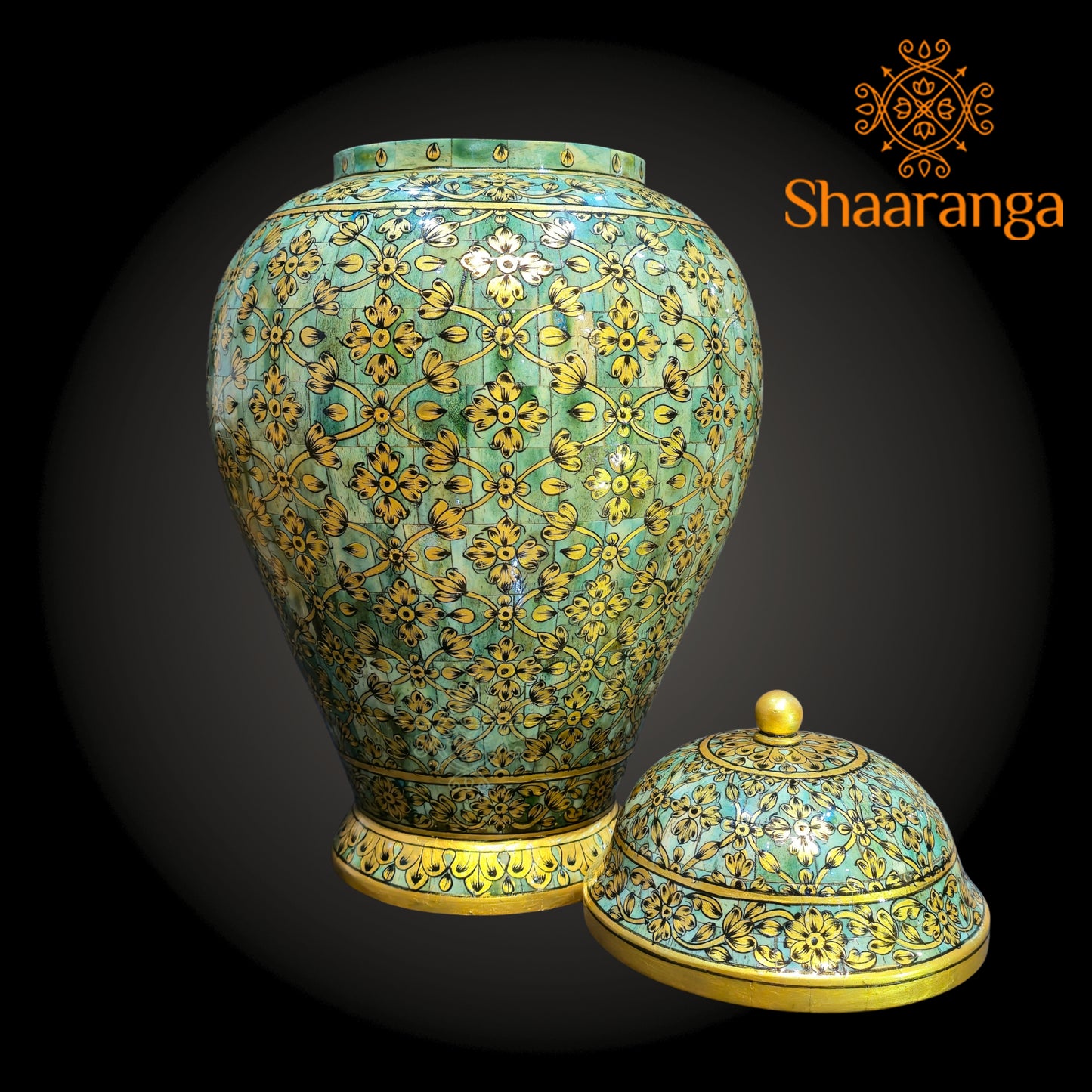 16 inches Bone decorative Vase with lid, exquisitely hand painted with intricate micro artwork