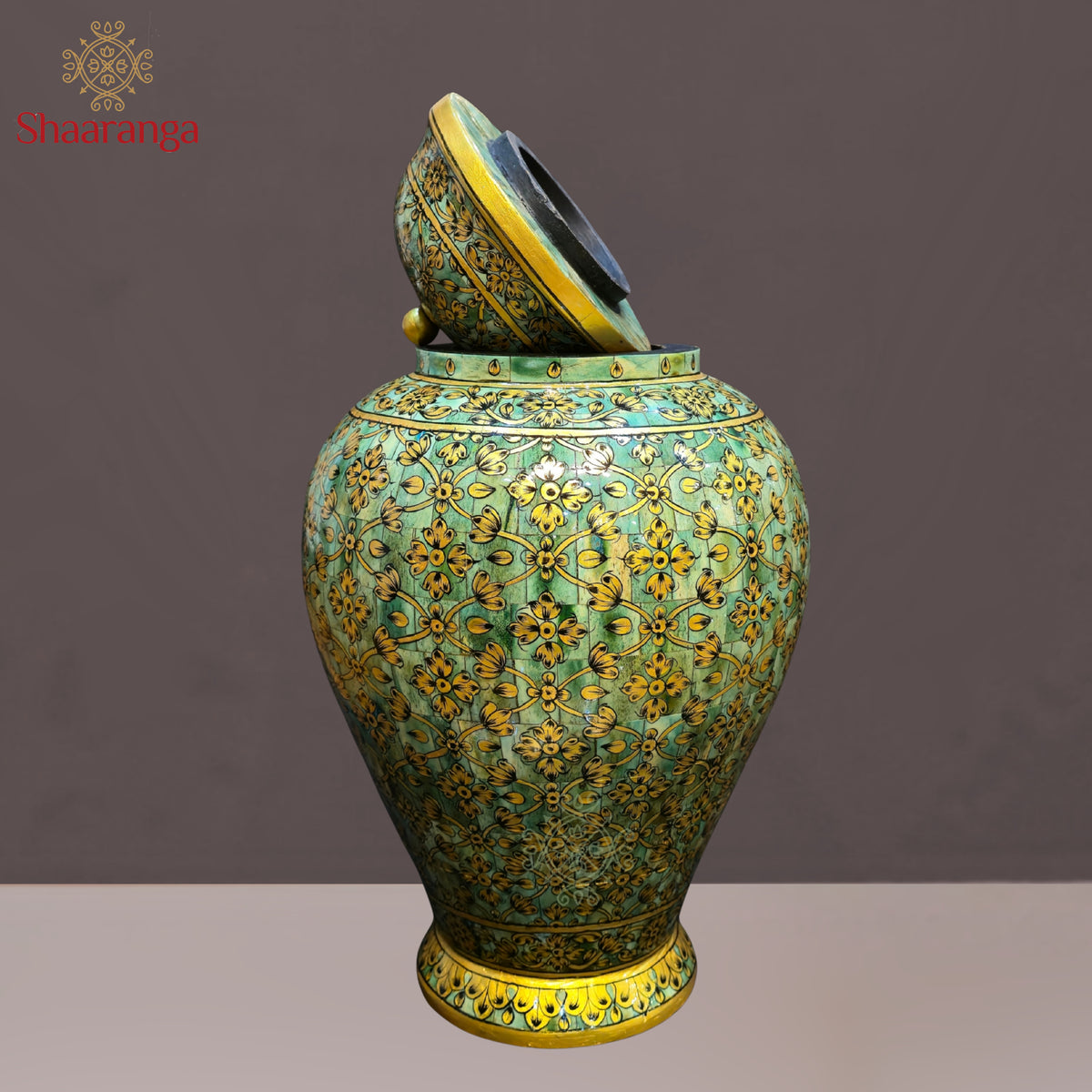 16 inches Bone decorative Vase with lid, exquisitely hand painted with intricate micro artwork