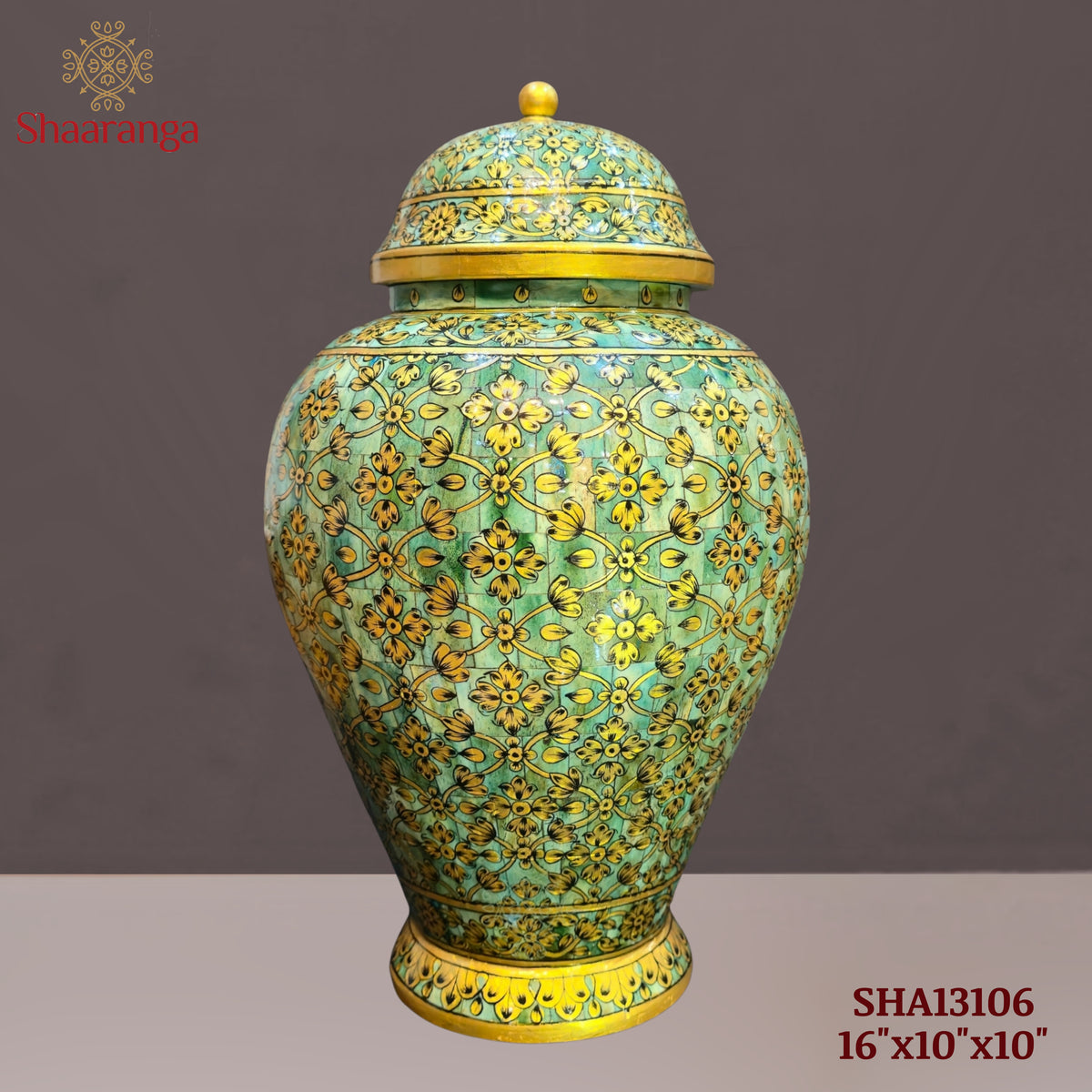 16 inches Bone decorative Vase with lid, exquisitely hand painted with intricate micro artwork