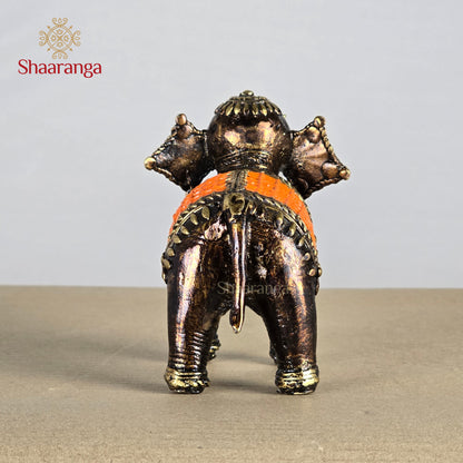 4.5 Inches Brass Bastar Art Elephant Flower