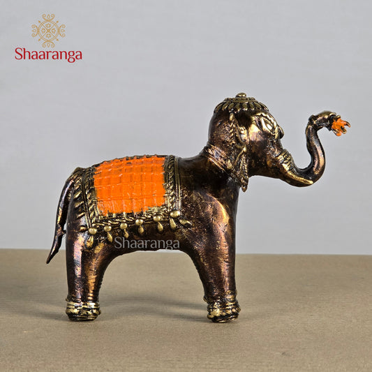 4.5 Inches Brass Bastar Art Elephant Flower