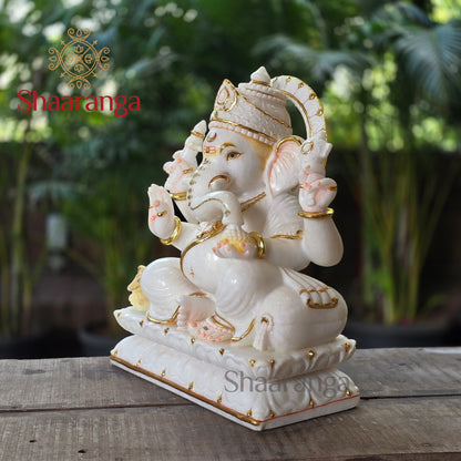 19 Inches Marble Chaturbhuja Ganesha.