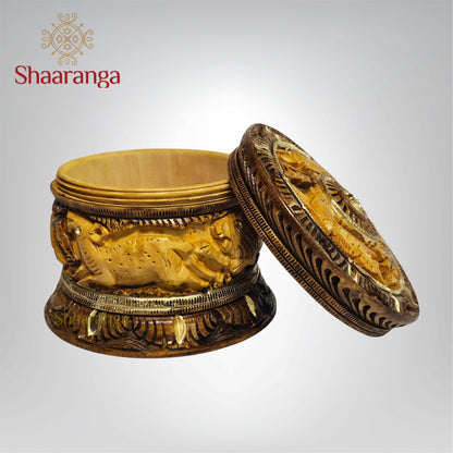 3.5 Inches Wooden Powder Box