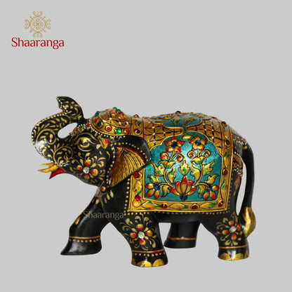 6.5 Inches Wood Elephant Painting