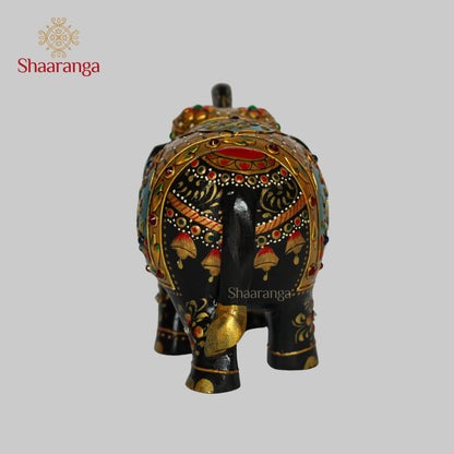 6.5 Inches Wood Elephant Painting
