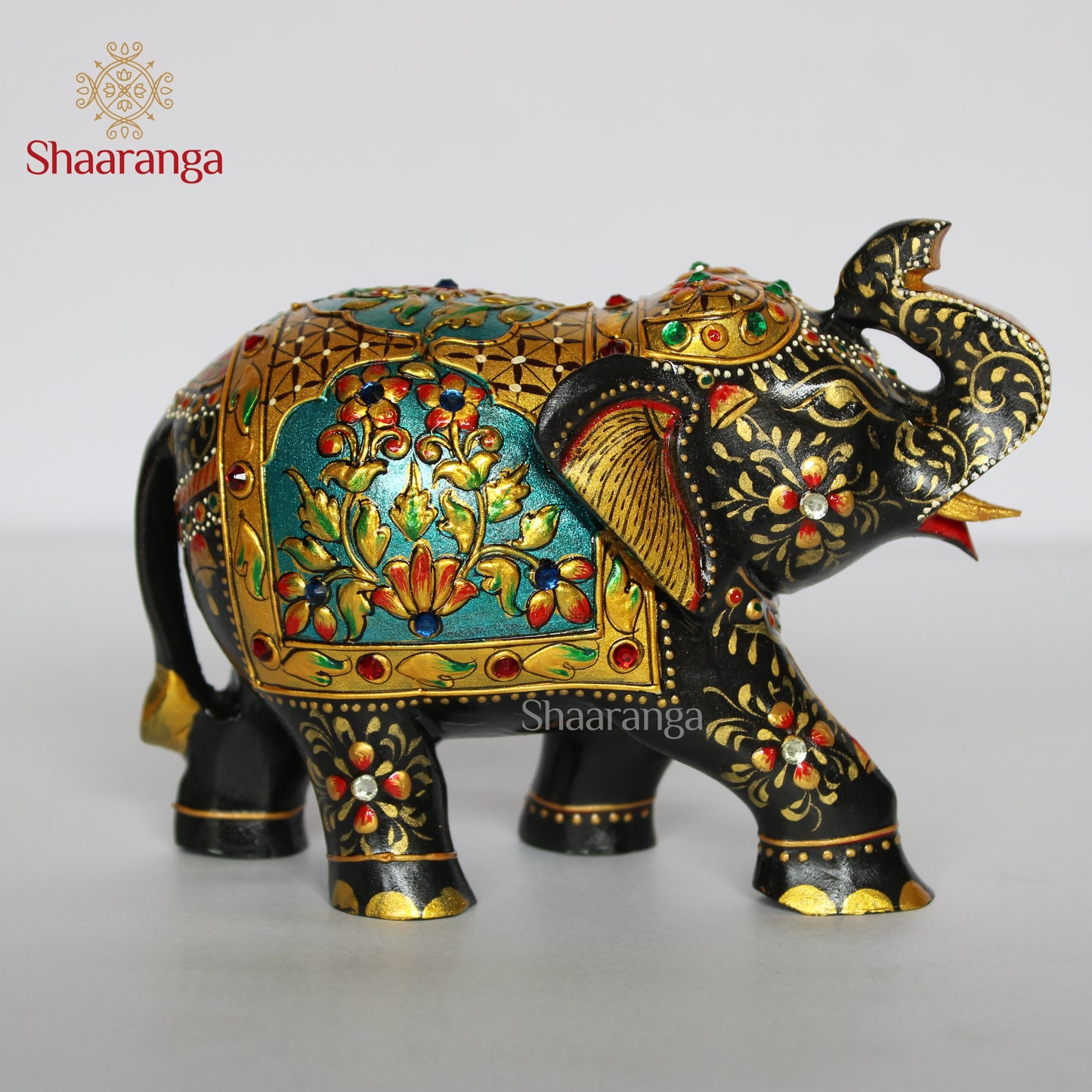 6.5 Inches Wood Elephant Painting