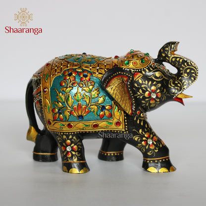 6.5 Inches Wood Elephant Painting