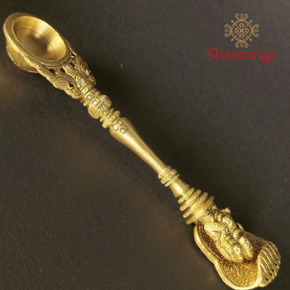 6.5 Inches Vishnu Lakshmi Spoon in Brass