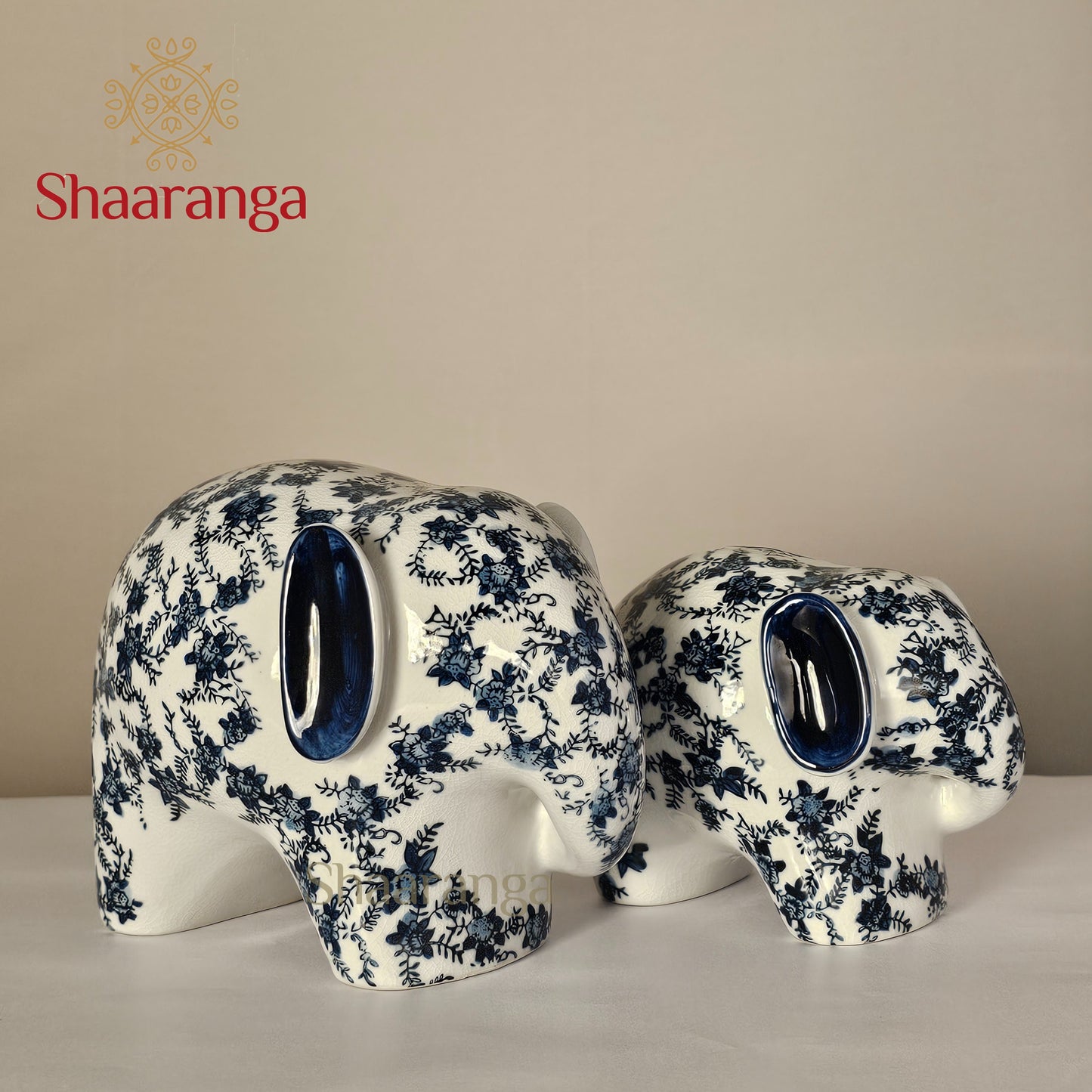 6 Inches Ceramic Elephant Baby Set of 2