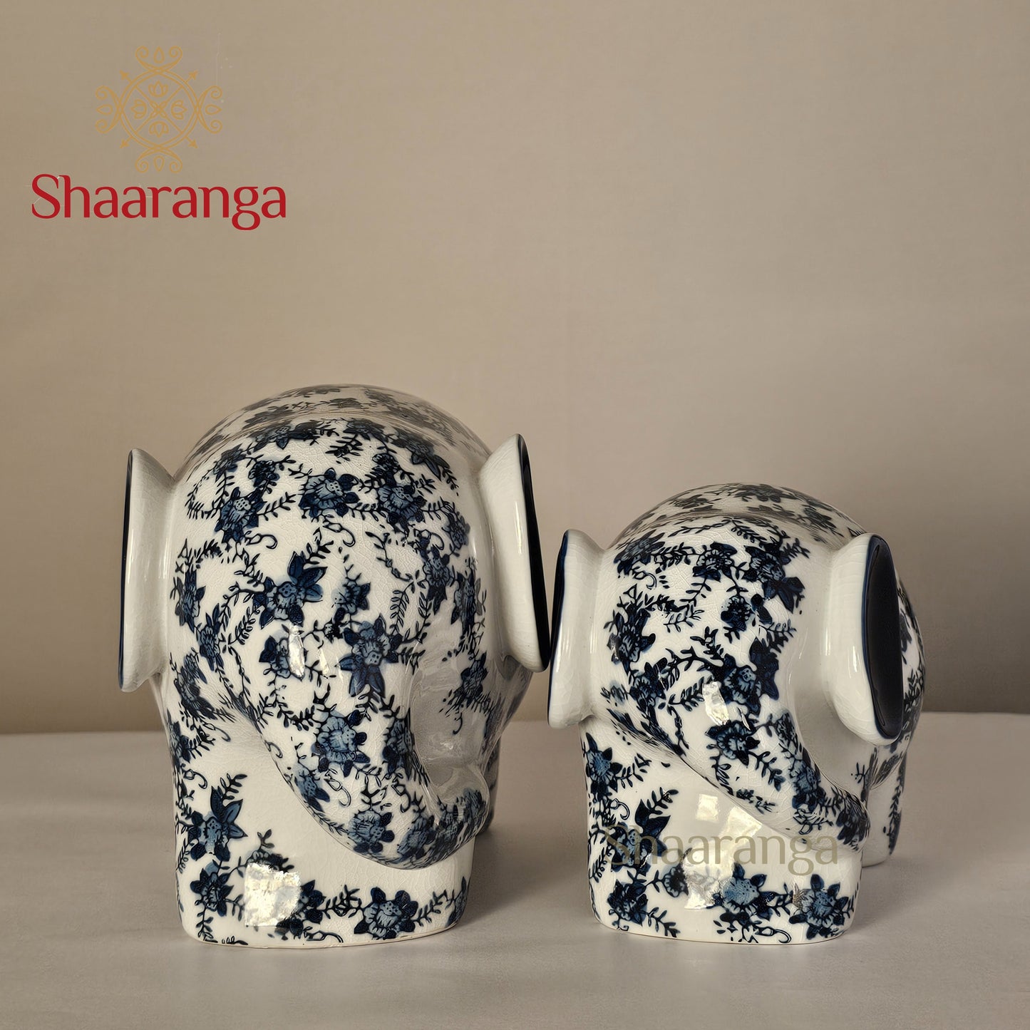 6 Inches Ceramic Elephant Baby Set of 2