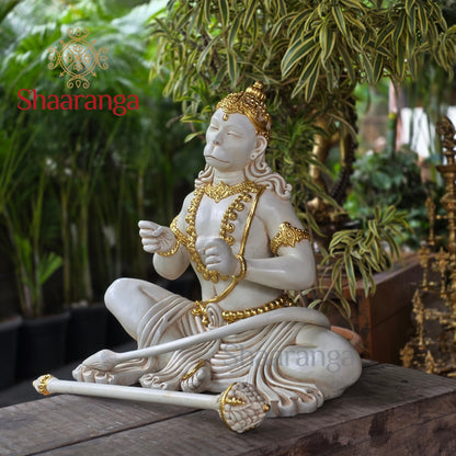 21 Inches Culture Marble Hanuman - Dhyana Mudra