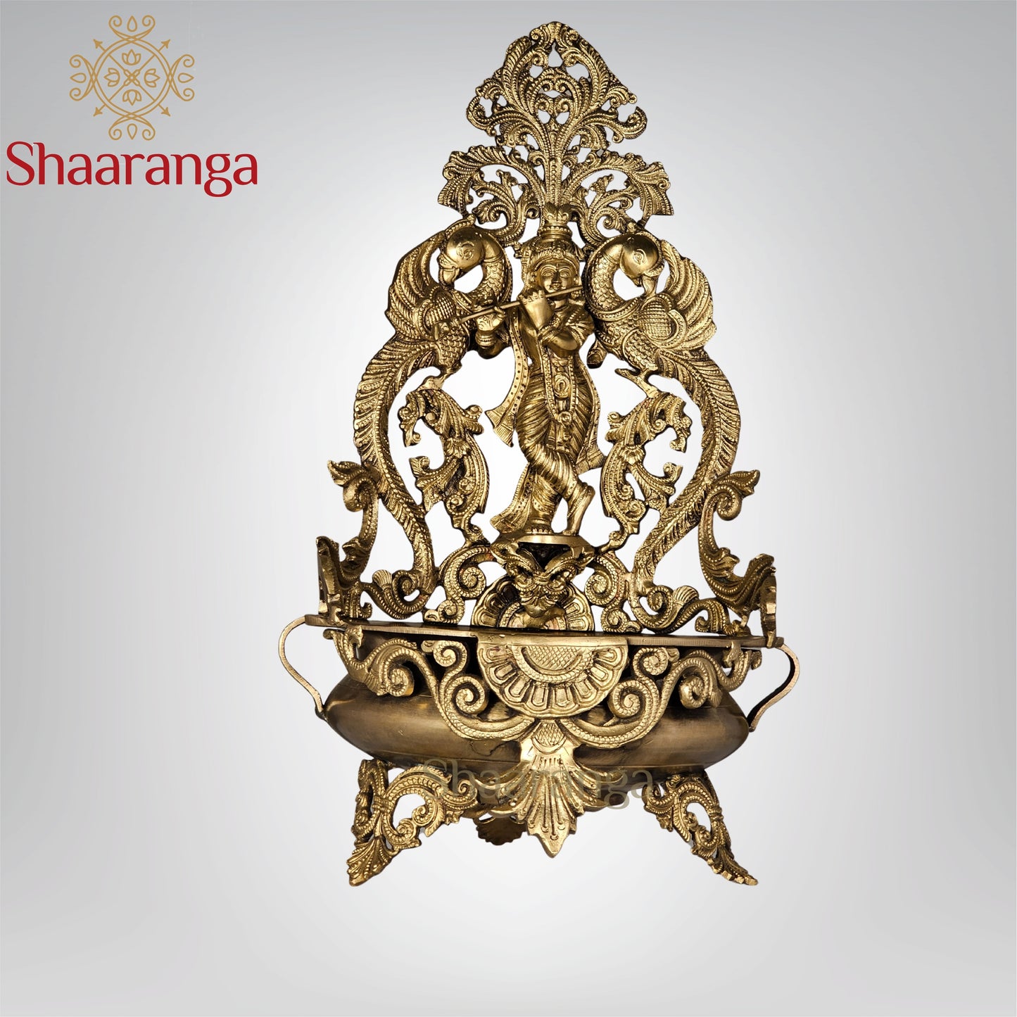 20.5 Inches Bronze Krishna Urli