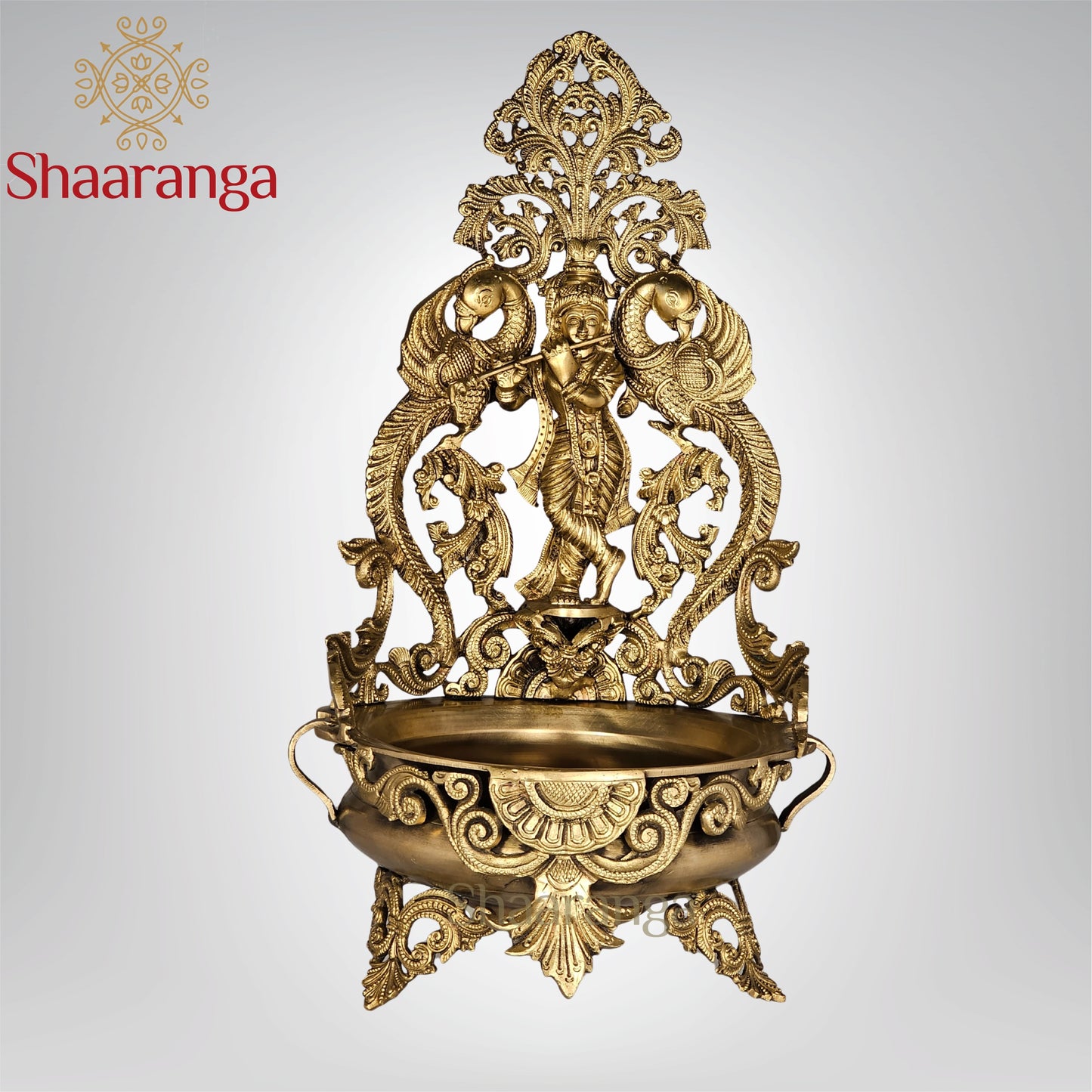 20.5 Inches Bronze Krishna Urli