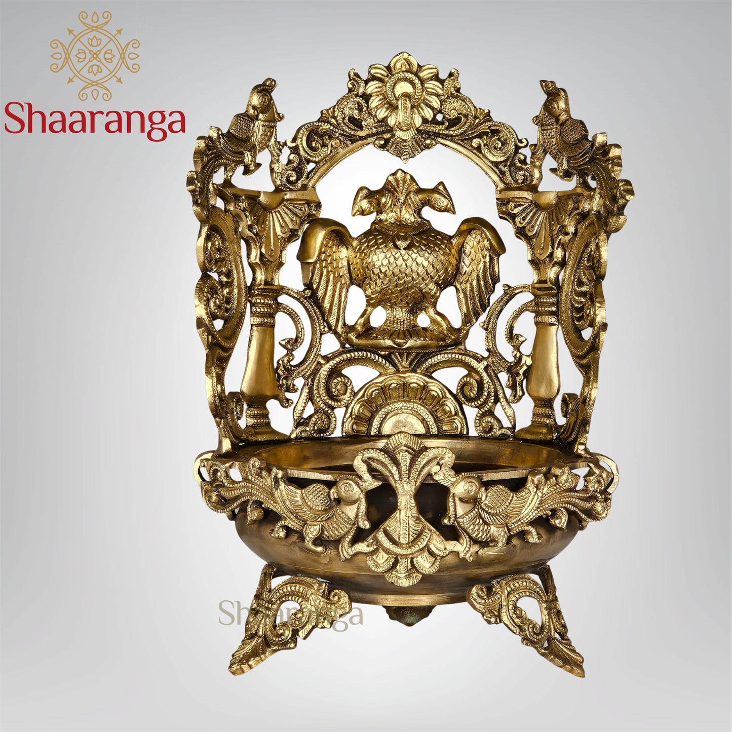 12 Inches Bronze Peacock Urli