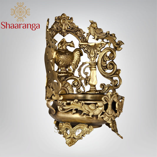 12 Inches Bronze Peacock Urli