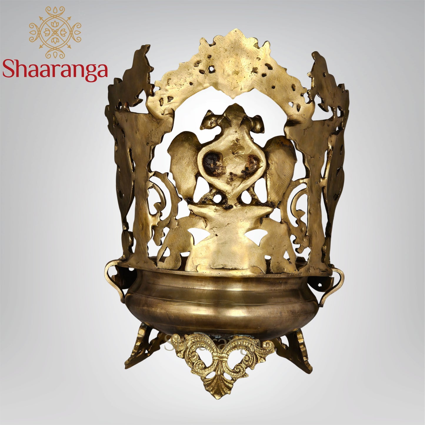 12 Inches Bronze Peacock Urli