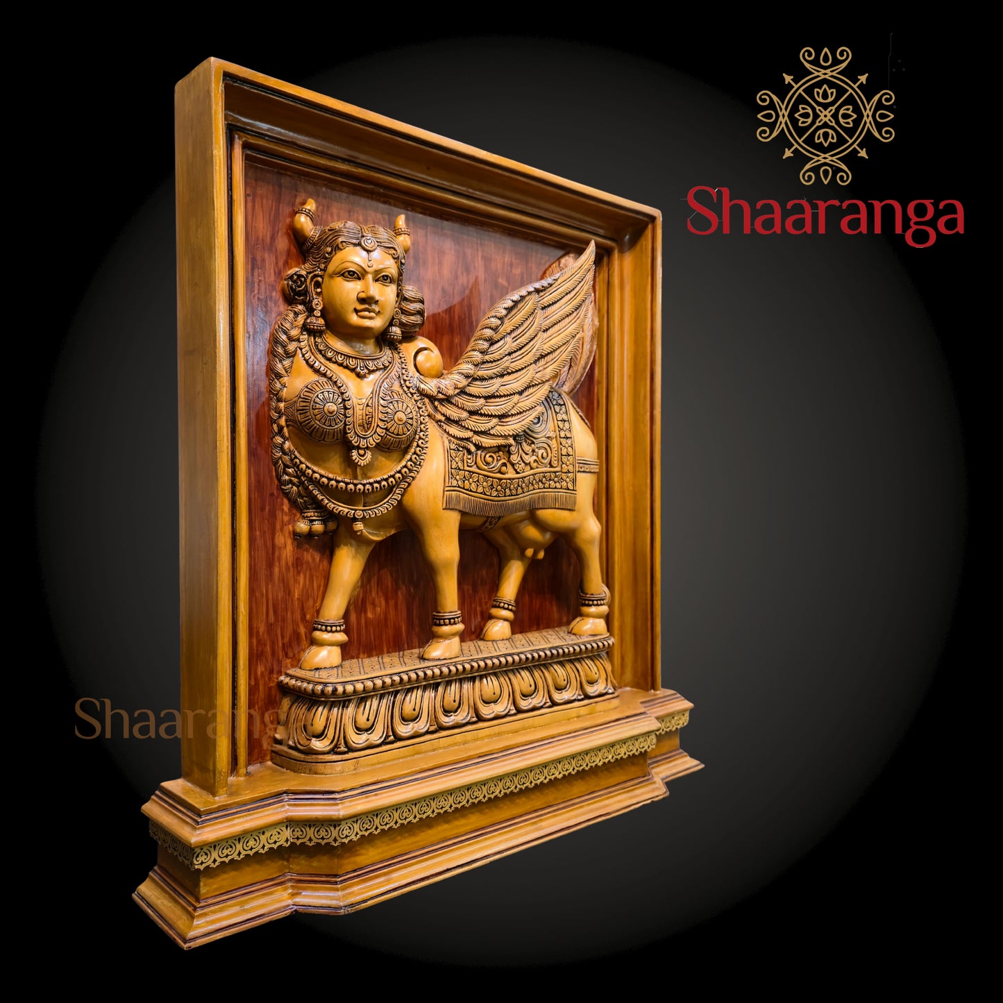 25 Inches Kamadhenu – The Sacred Wish-Fulfilling Cow | Masterpiece Wooden Sculpture