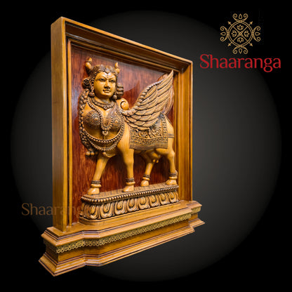 25 Inches Kamadhenu – The Sacred Wish-Fulfilling Cow | Masterpiece Wooden Sculpture