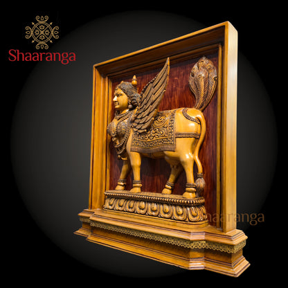 25 Inches Kamadhenu – The Sacred Wish-Fulfilling Cow | Masterpiece Wooden Sculpture