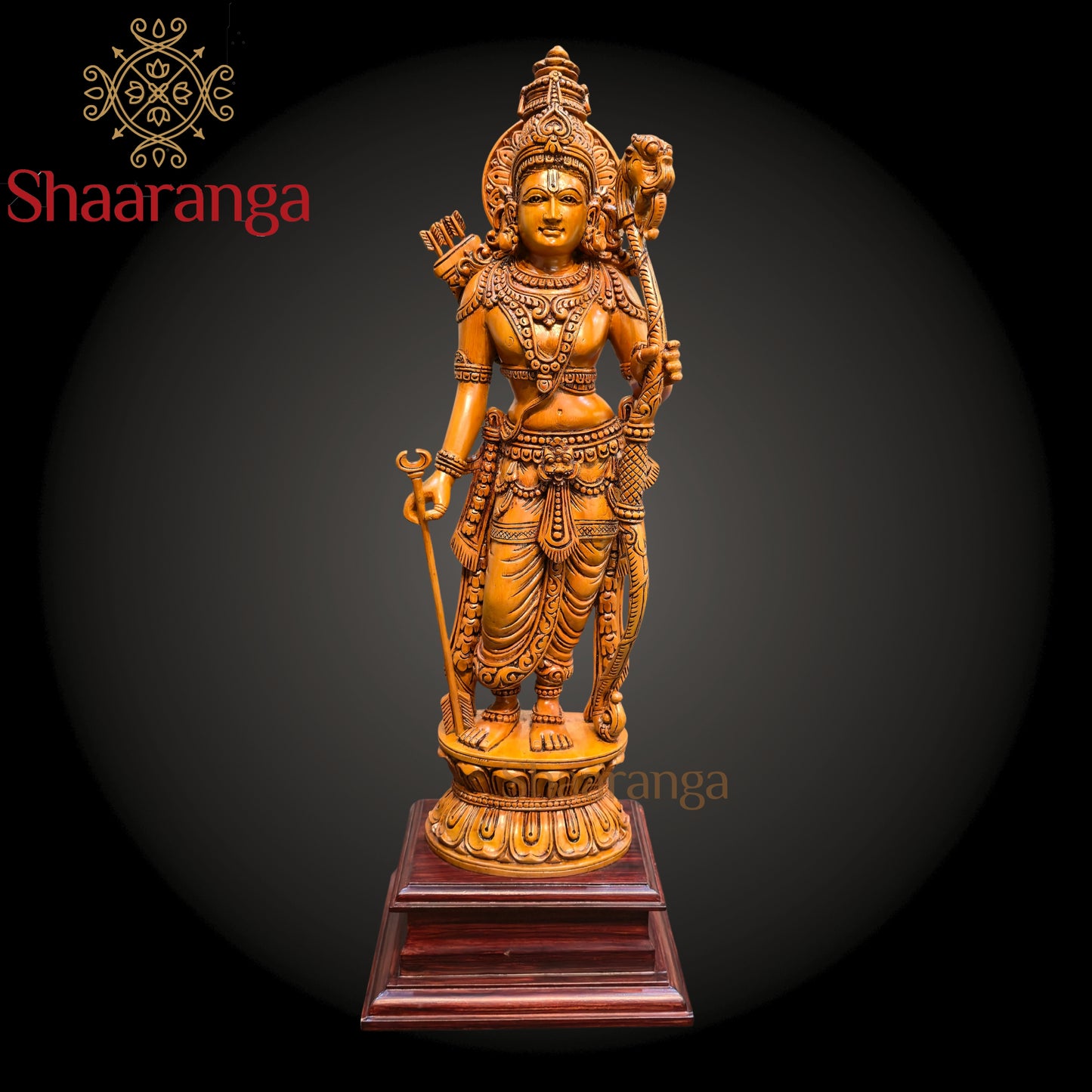 22 Inches Wooden Saaranga Rama - Exquisite Wooden Sculpture
